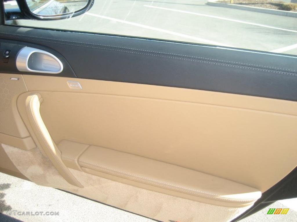 2008 Porsche 911 Carrera S Cabriolet Black/Sand Beige Door Panel Photo #47787282