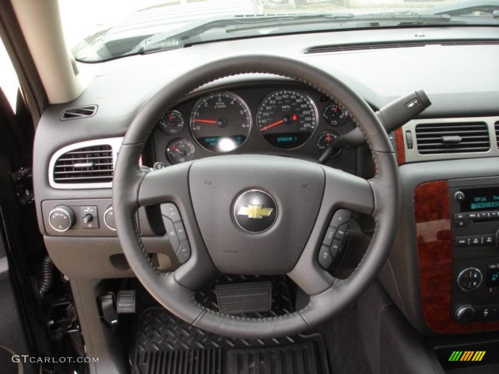 2011 Chevrolet Silverado 2500HD LTZ Extended Cab 4x4 Ebony Steering Wheel Photo #47790231