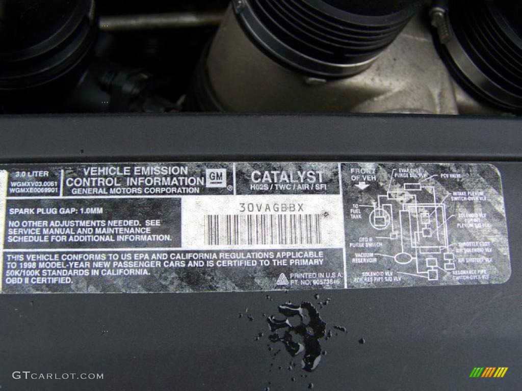 1998 Cadillac Catera Standard Catera Model Info Tag Photo #47805059
