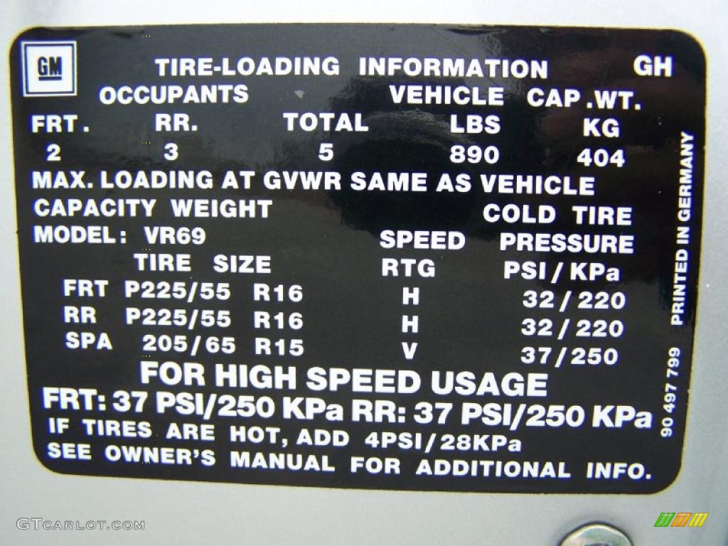 1998 Cadillac Catera Standard Catera Model Info Tag Photos