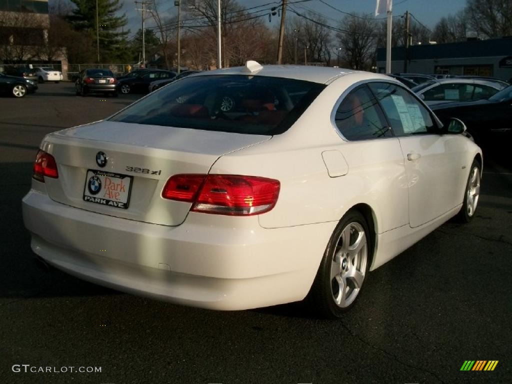 2008 3 Series 328xi Coupe - Alpine White / Coral Red/Black photo #5