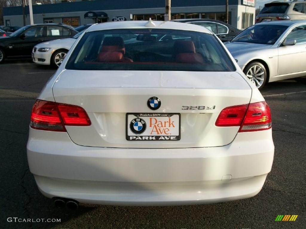 2008 3 Series 328xi Coupe - Alpine White / Coral Red/Black photo #6