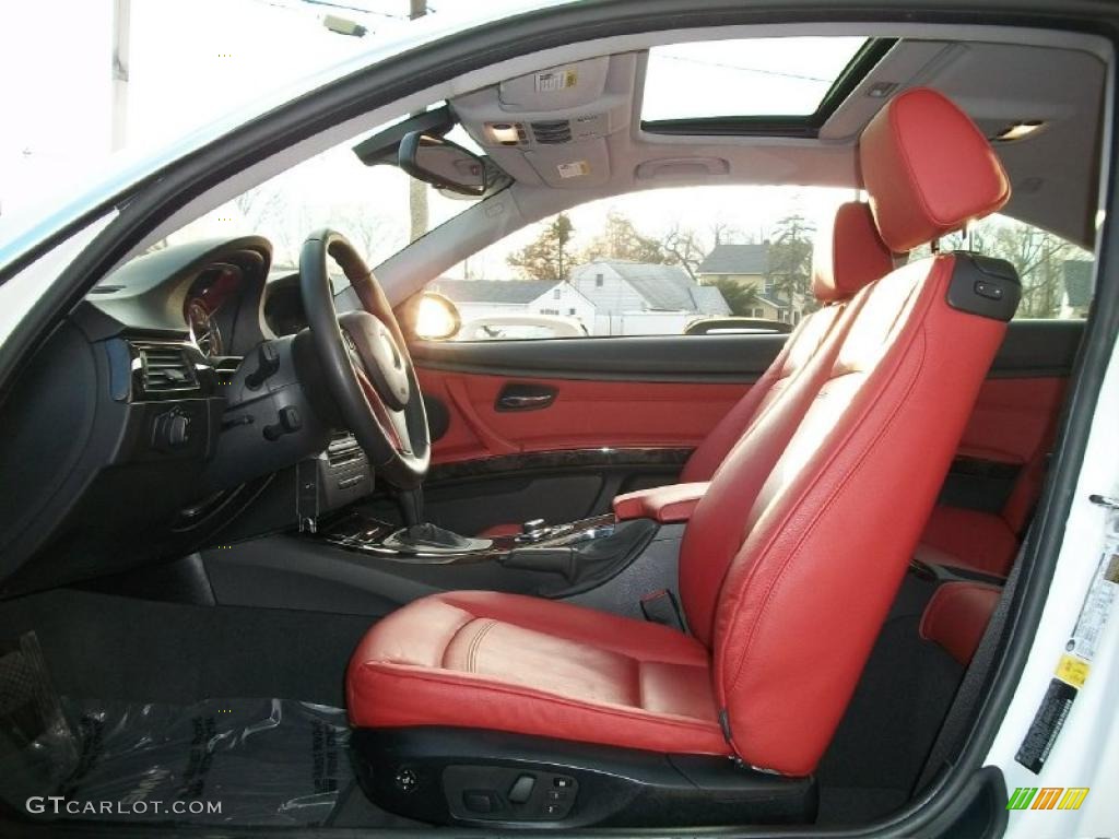 2008 3 Series 328xi Coupe - Alpine White / Coral Red/Black photo #12