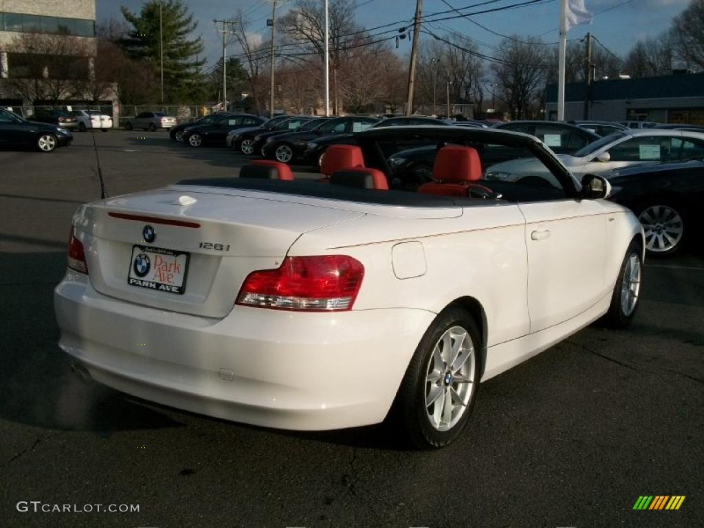 2011 1 Series 128i Convertible - Alpine White / Coral Red photo #5