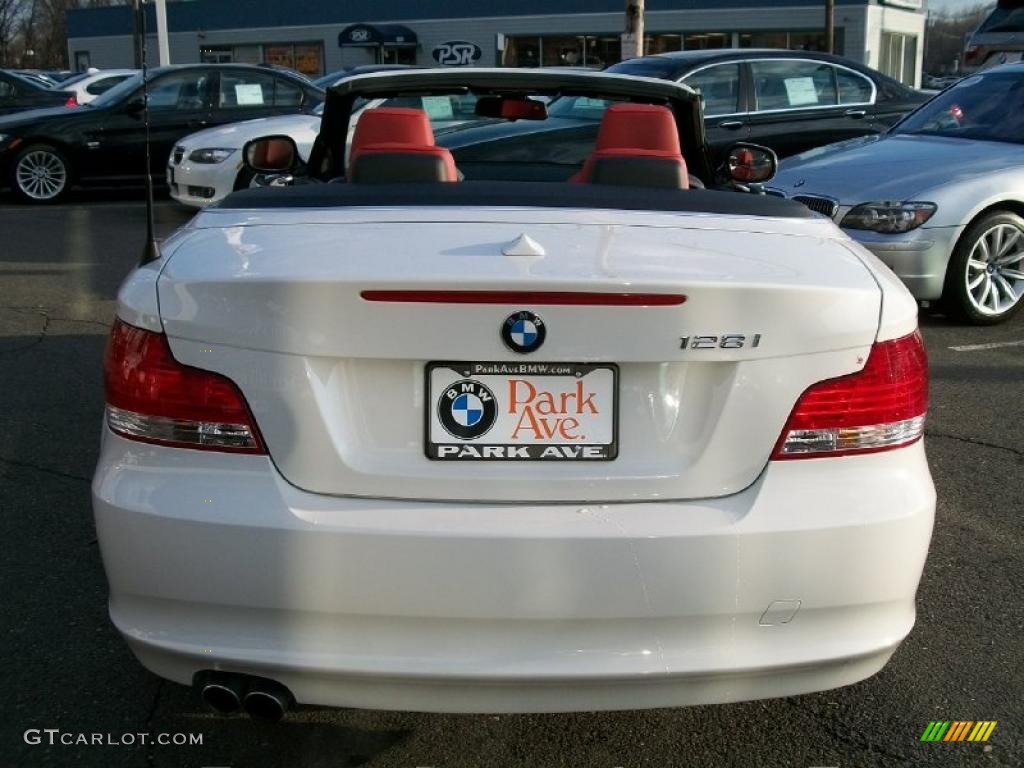 2011 1 Series 128i Convertible - Alpine White / Coral Red photo #6