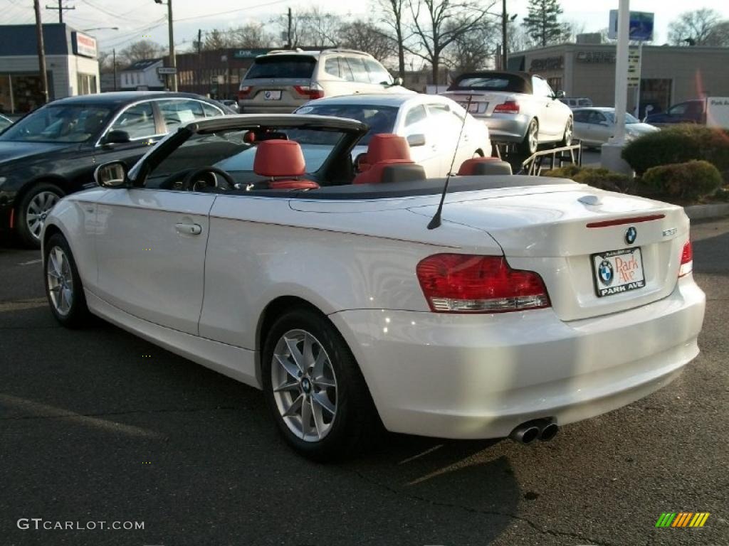 2011 1 Series 128i Convertible - Alpine White / Coral Red photo #7