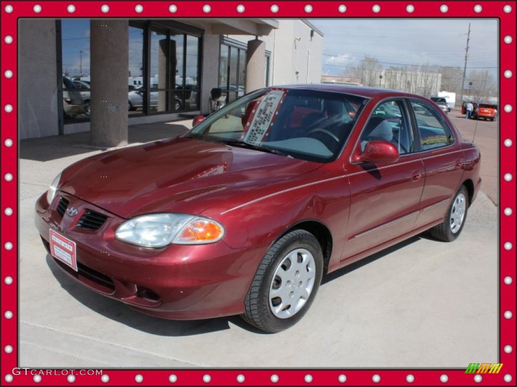 2000 Elantra GLS Sedan - Wind Rose Red / Gray photo #1