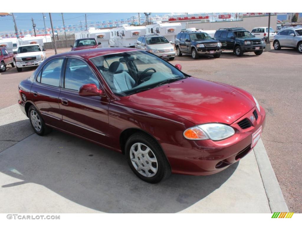 2000 Elantra GLS Sedan - Wind Rose Red / Gray photo #2