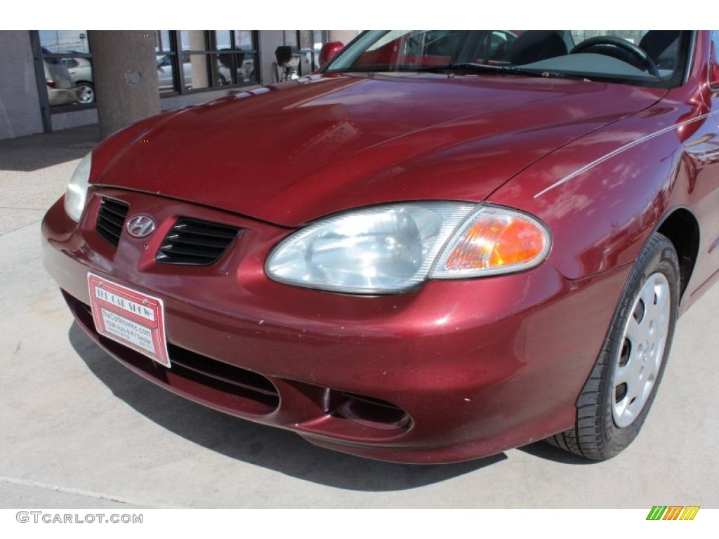 2000 Elantra GLS Sedan - Wind Rose Red / Gray photo #14