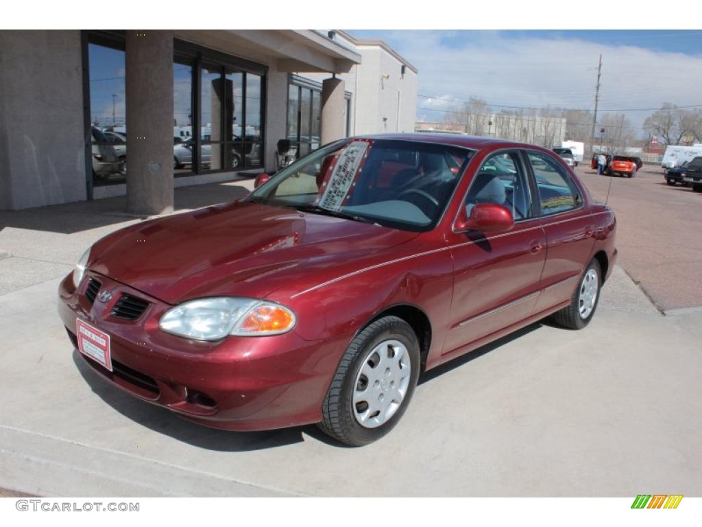 2000 Elantra GLS Sedan - Wind Rose Red / Gray photo #21