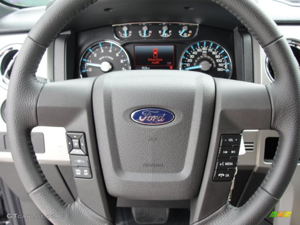 2011 Ford F150 Lariat SuperCrew Black Steering Wheel Photo #47821475