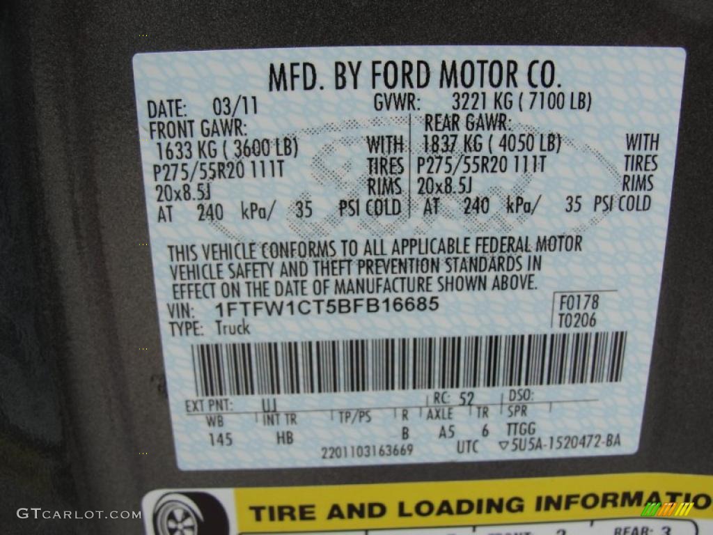 2011 F150 Color Code UJ for Sterling Grey Metallic Photo #47821538