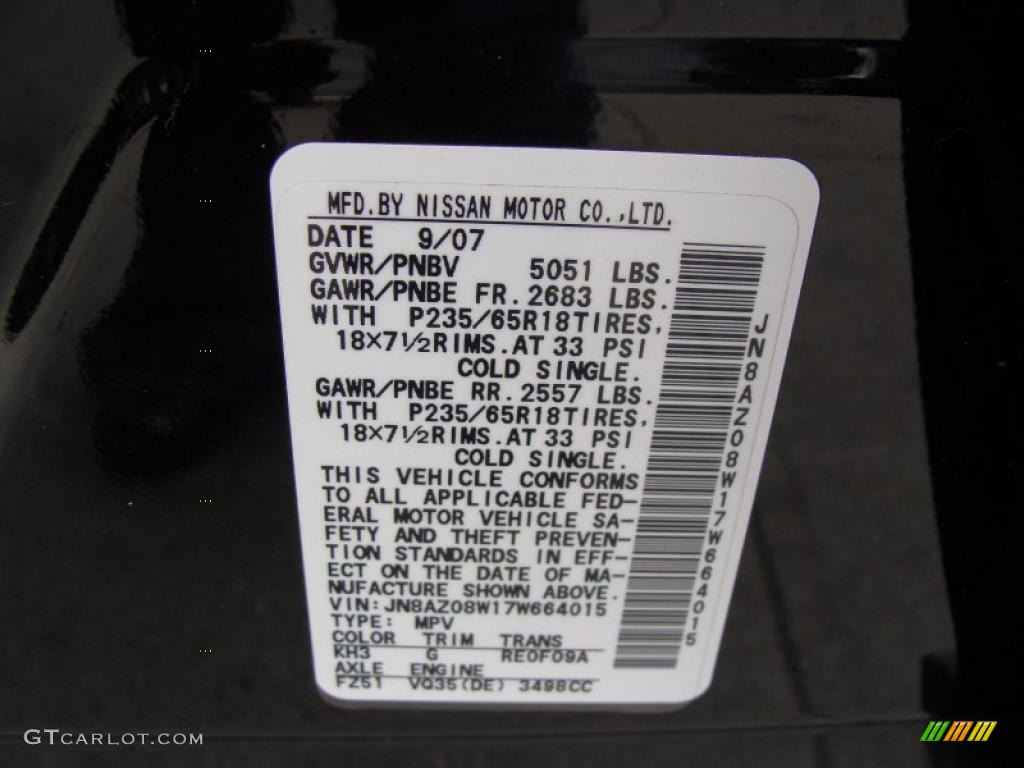 2007 Murano S AWD - Super Black / Charcoal photo #27