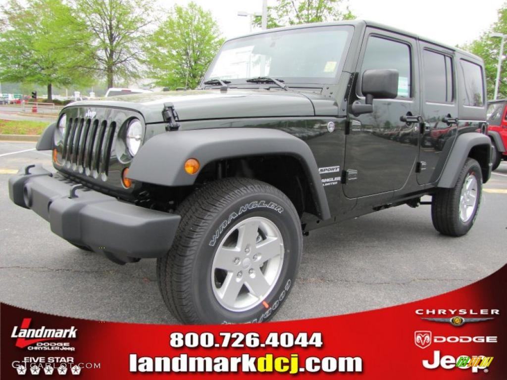 2011 Wrangler Unlimited Sport 4x4 - Natural Green Pearl / Black photo #1