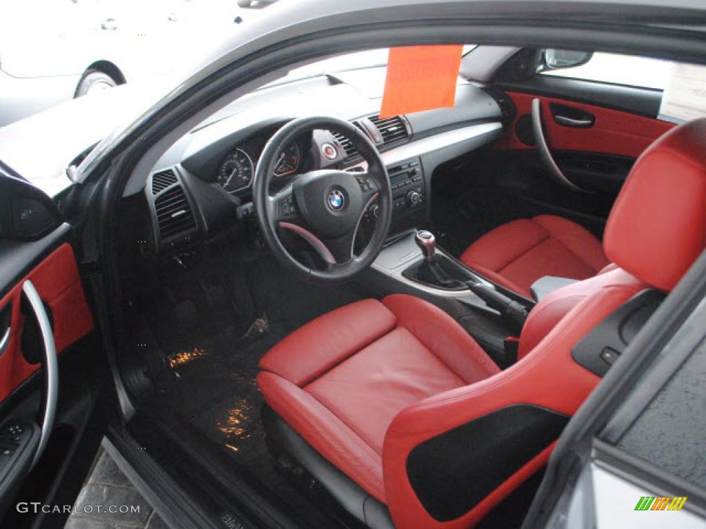 Coral Red Boston Leather Interior 2009 BMW 1 Series 128i Coupe Photo #47837591