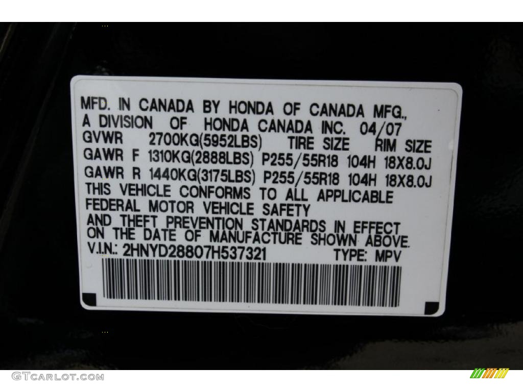 2007 MDX Sport - Formal Black Pearl / Ebony photo #20