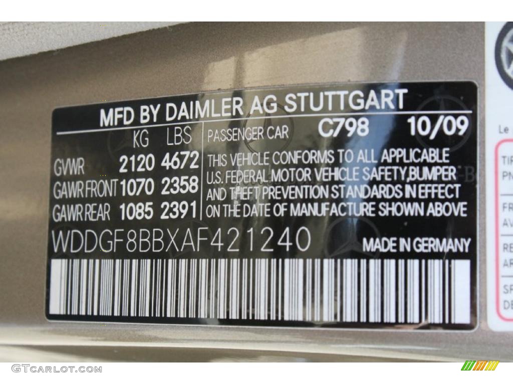 2010 Mercedes-Benz C 300 Luxury 4Matic Color Code Photos