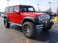 2008 Flame Red Jeep Wrangler Unlimited Rubicon 4x4  photo #2