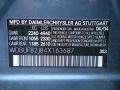 353: Platinum Blue Metallic 2004 Mercedes-Benz E 320 4Matic Sedan Color Code