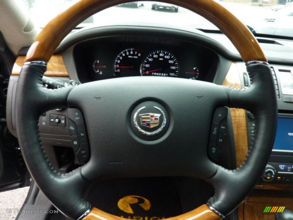 2009 Cadillac DTS Platinum Edition Ebony Steering Wheel Photo #47854406