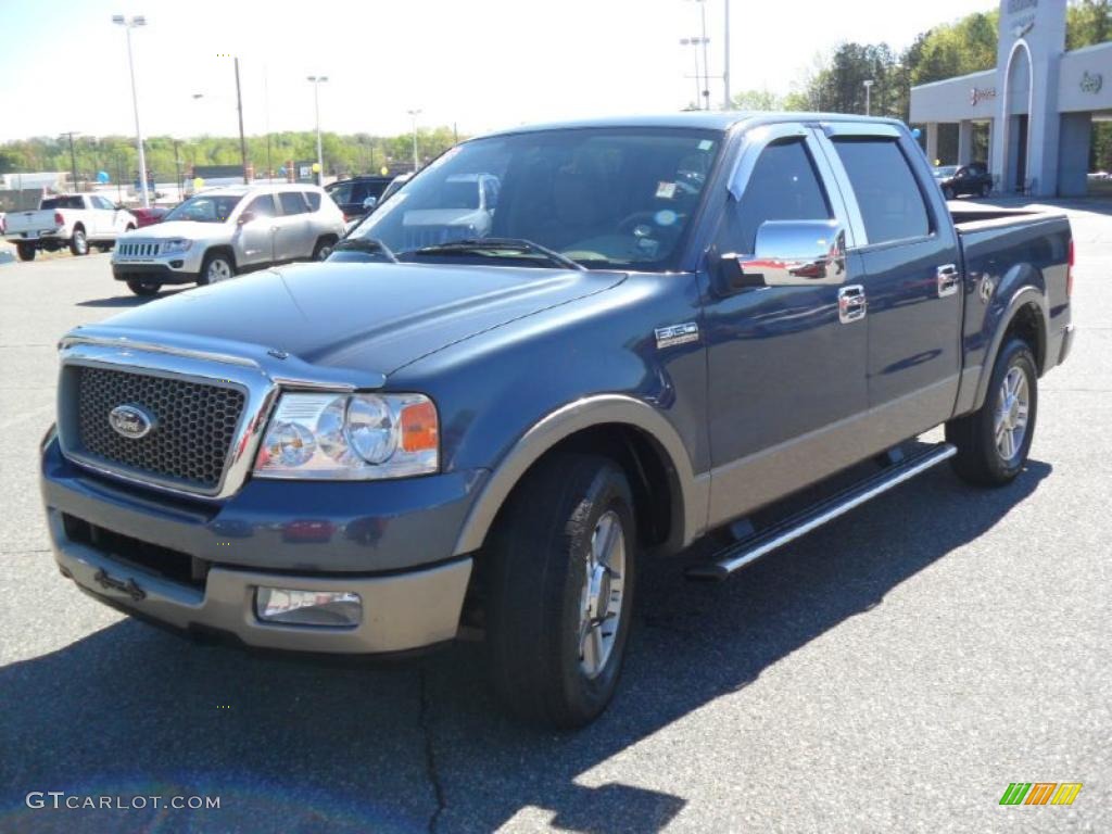 2005 F150 Lariat SuperCrew - Medium Wedgewood Blue Metallic / Tan photo #1