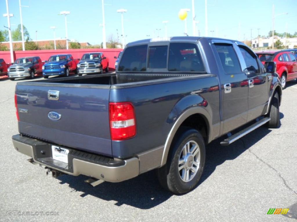 2005 F150 Lariat SuperCrew - Medium Wedgewood Blue Metallic / Tan photo #5