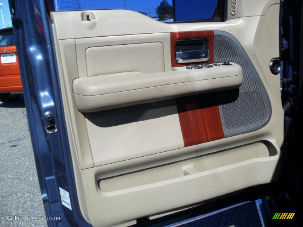 2005 F150 Lariat SuperCrew - Medium Wedgewood Blue Metallic / Tan photo #9