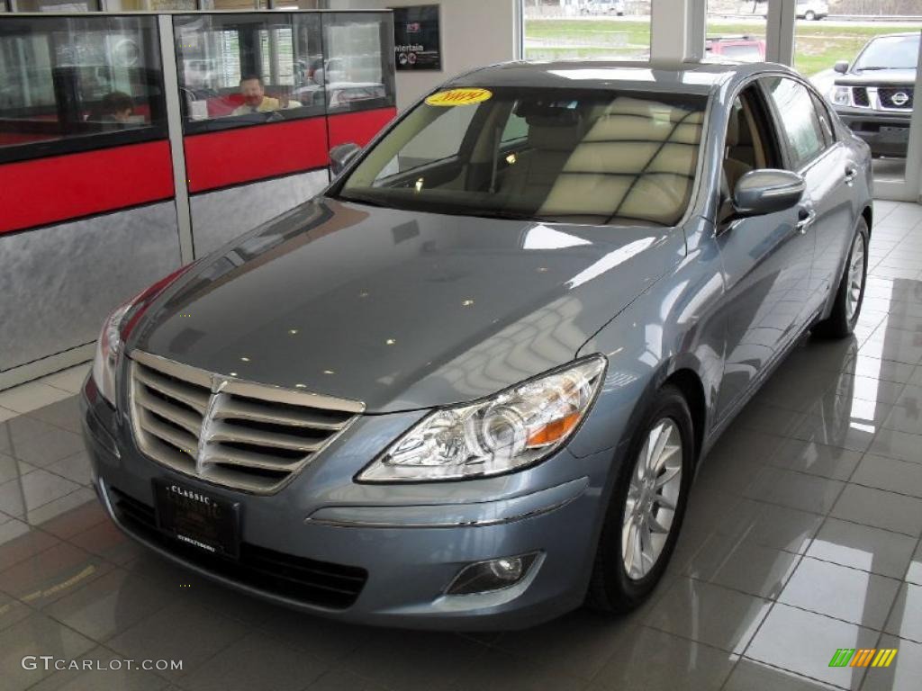 2009 Genesis 3.8 Sedan - Sterling Blue Metallic / Beige photo #1