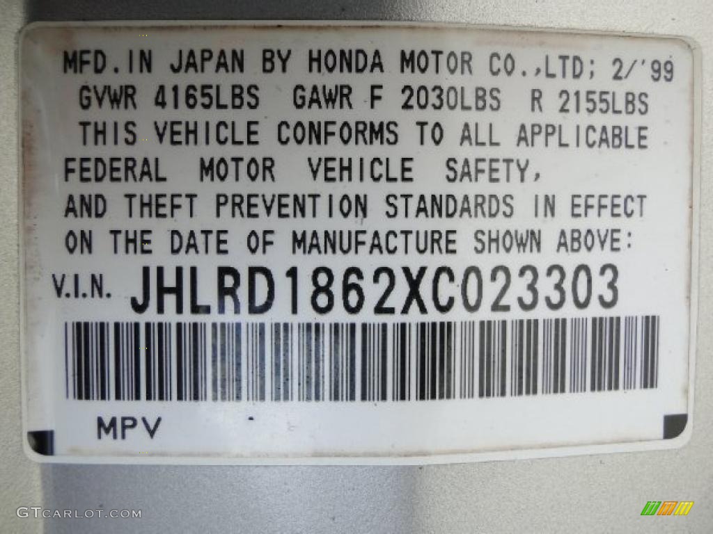 1999 CR-V EX 4WD - Sebring Silver Metallic / Charcoal photo #37