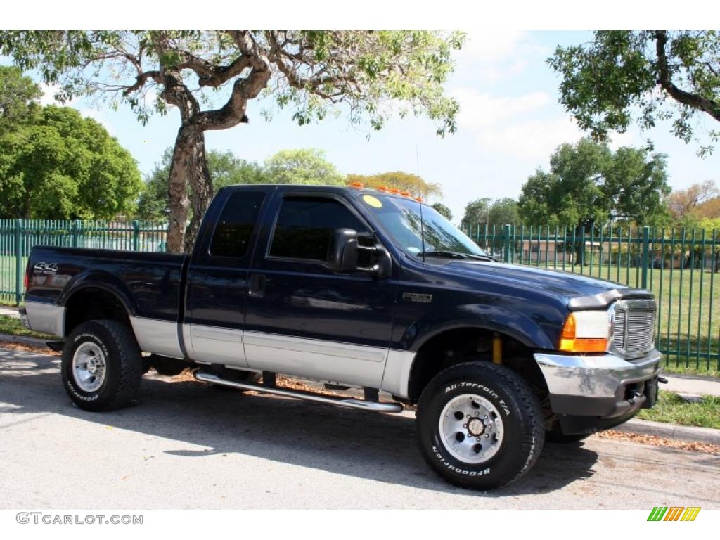 2001 F350 Super Duty XLT SuperCab 4x4 - True Blue Metallic / Medium Graphite photo #13