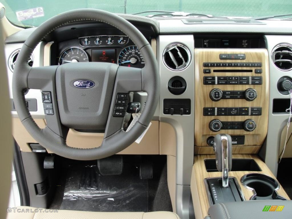 2011 Ford F150 Lariat SuperCrew Pale Adobe Steering Wheel Photo #47879729