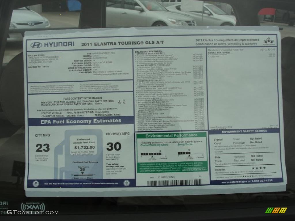 2011 Hyundai Elantra Touring GLS Window Sticker Photo #47881685