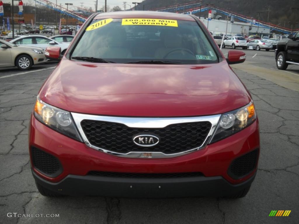 2011 Sorento LX AWD - Spicy Red / Beige photo #19