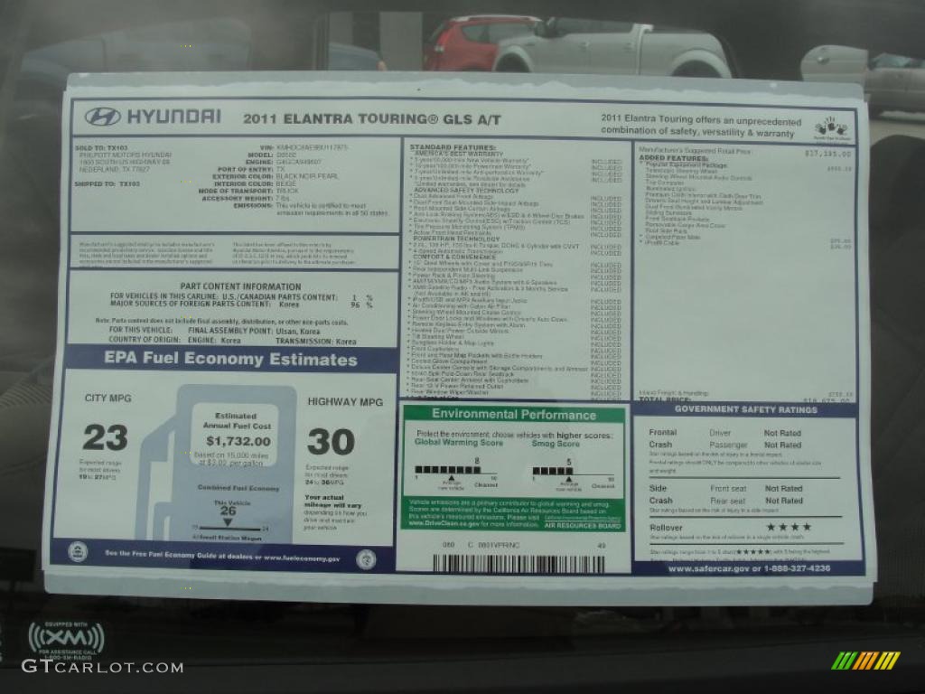 2011 Hyundai Elantra Touring GLS Window Sticker Photo #47882267