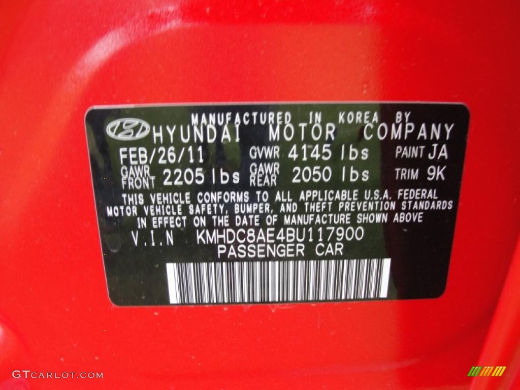 2011 Elantra Color Code JA for Chilipepper Red Photo #47882834