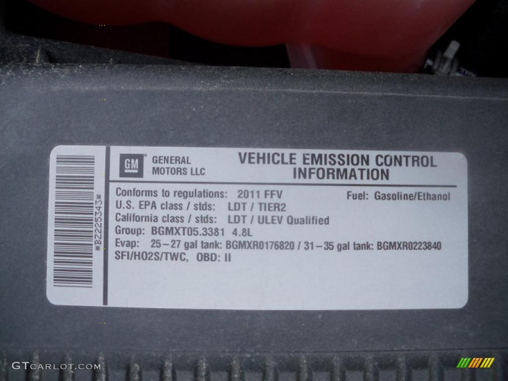 2011 Chevrolet Silverado 1500 Extended Cab 4x4 Info Tag Photo #47893946