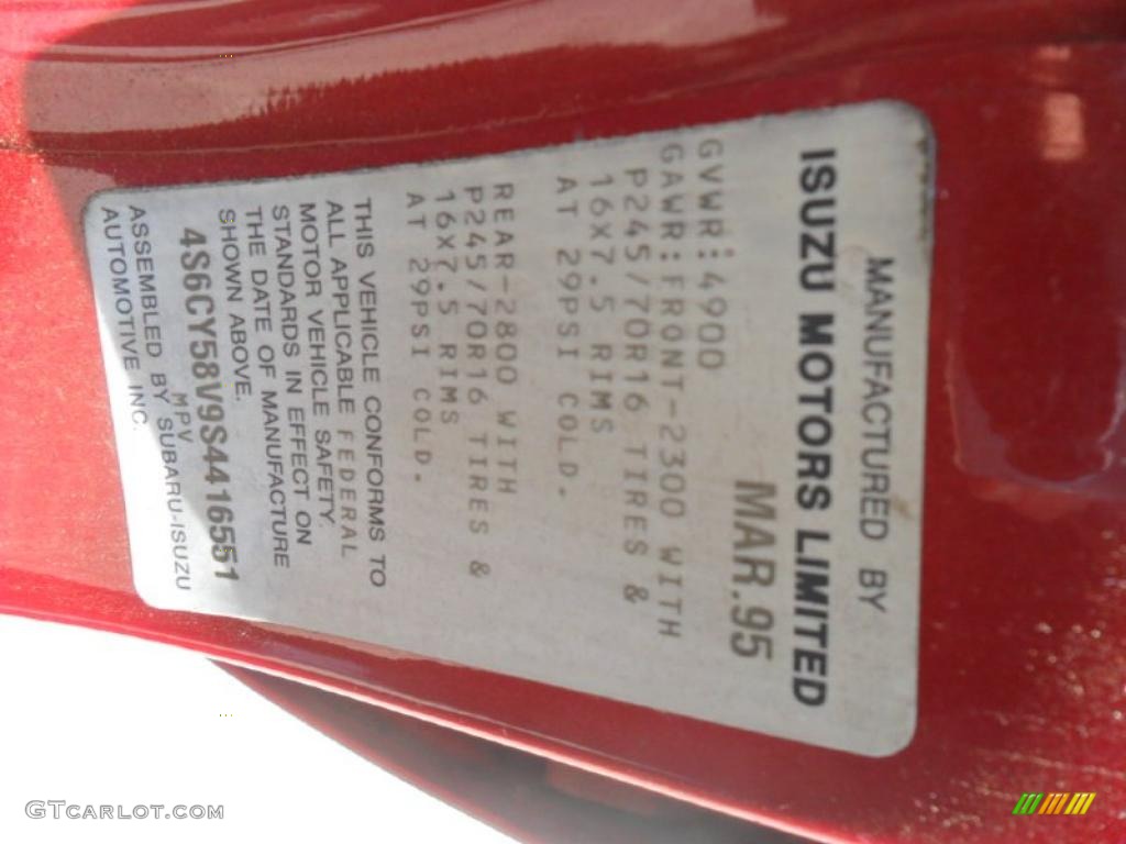 1995 Honda Passport EX 4x4 Info Tag Photo #47893985