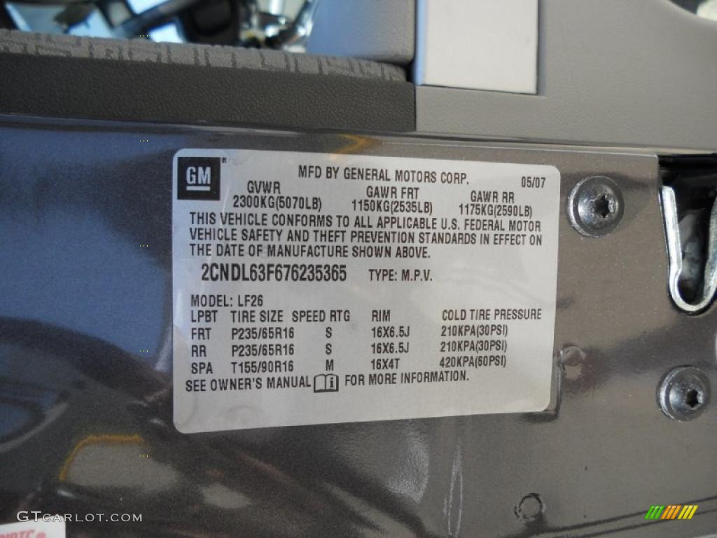 2007 Chevrolet Equinox LT Info Tag Photo #47896358