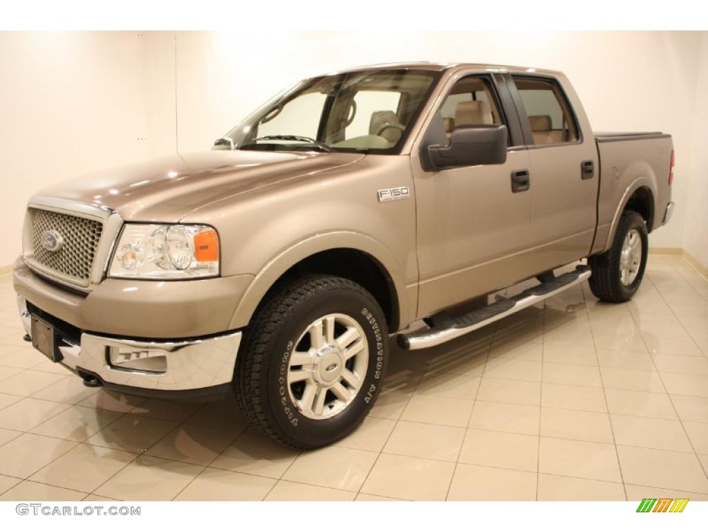 2004 F150 Lariat SuperCrew 4x4 - Arizona Beige Metallic / Tan photo #3