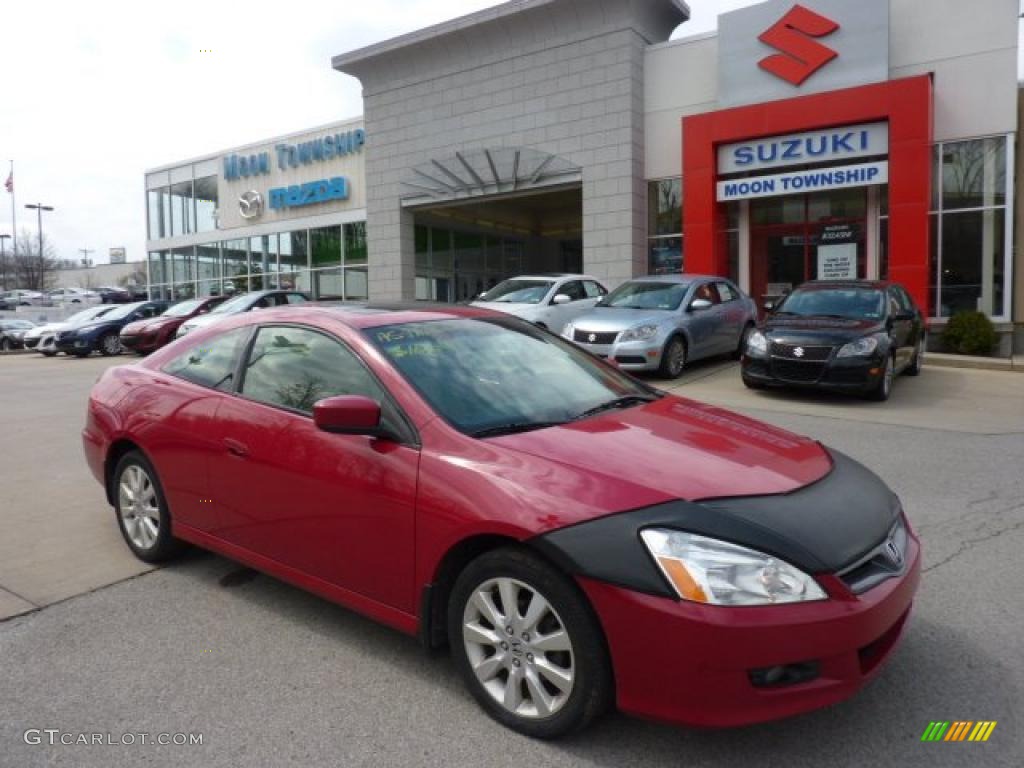 2007 Accord EX V6 Coupe - San Marino Red / Ivory photo #1