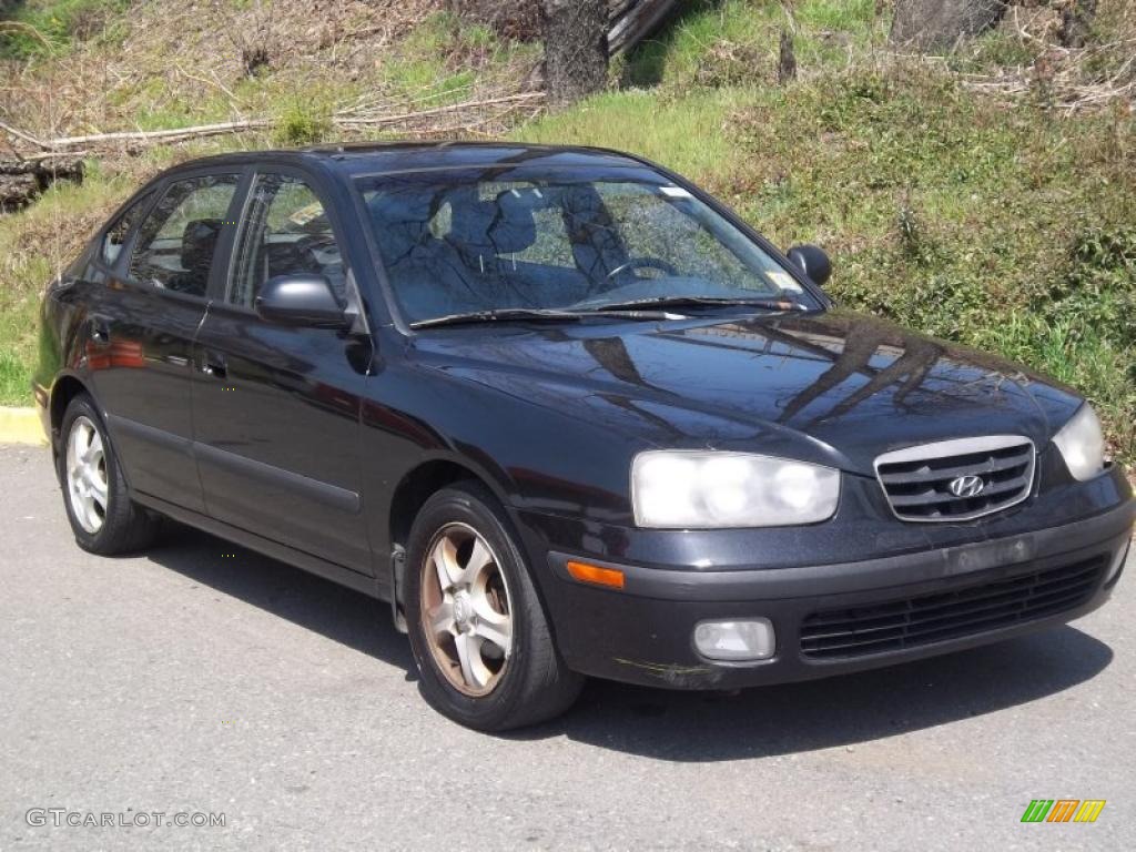 2002 Elantra GT Hatchback - Carbon Blue / Dark Gray photo #4