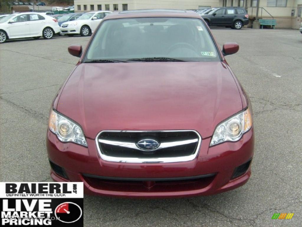 2009 Legacy 2.5i Sedan - Ruby Red Pearl / Off Black photo #2