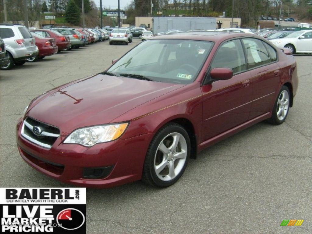 2009 Legacy 2.5i Sedan - Ruby Red Pearl / Off Black photo #3