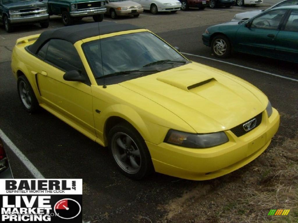 2002 Mustang GT Convertible - Zinc Yellow / Dark Charcoal photo #1