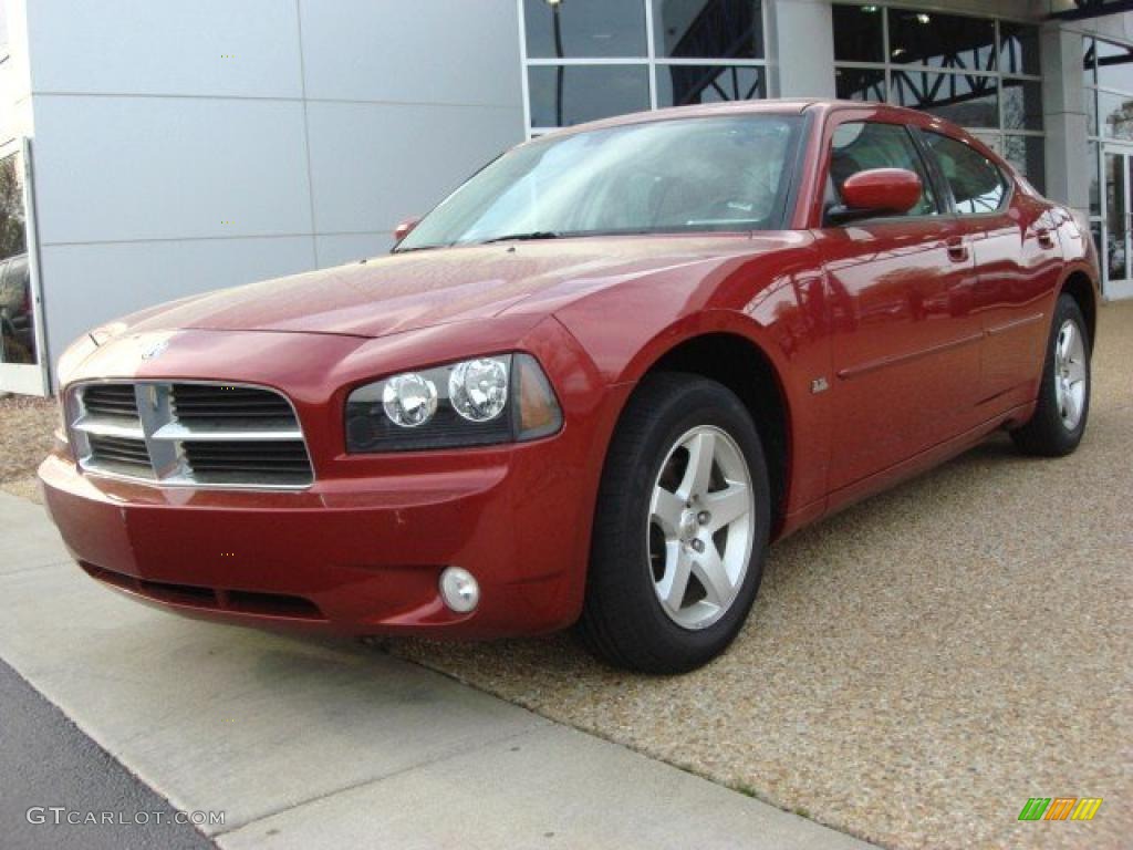 2010 Charger SXT - Inferno Red Crystal Pearl / Dark Slate Gray photo #1