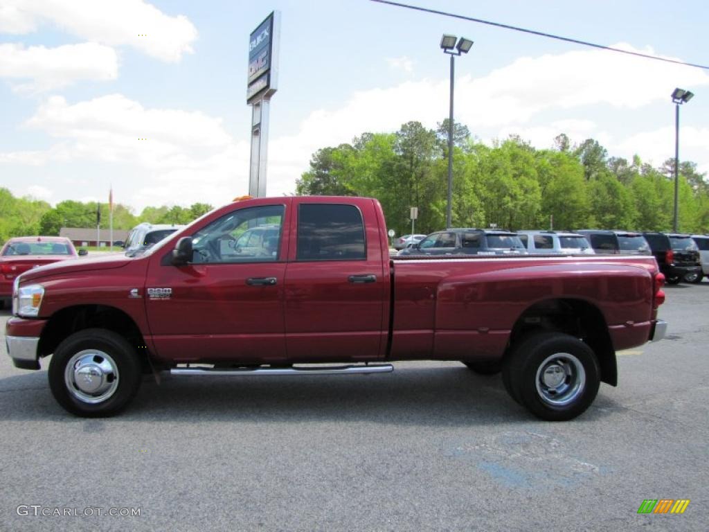 2008 Ram 3500 Big Horn Edition Quad Cab 4x4 Dually - Inferno Red Crystal Pearl / Khaki photo #4