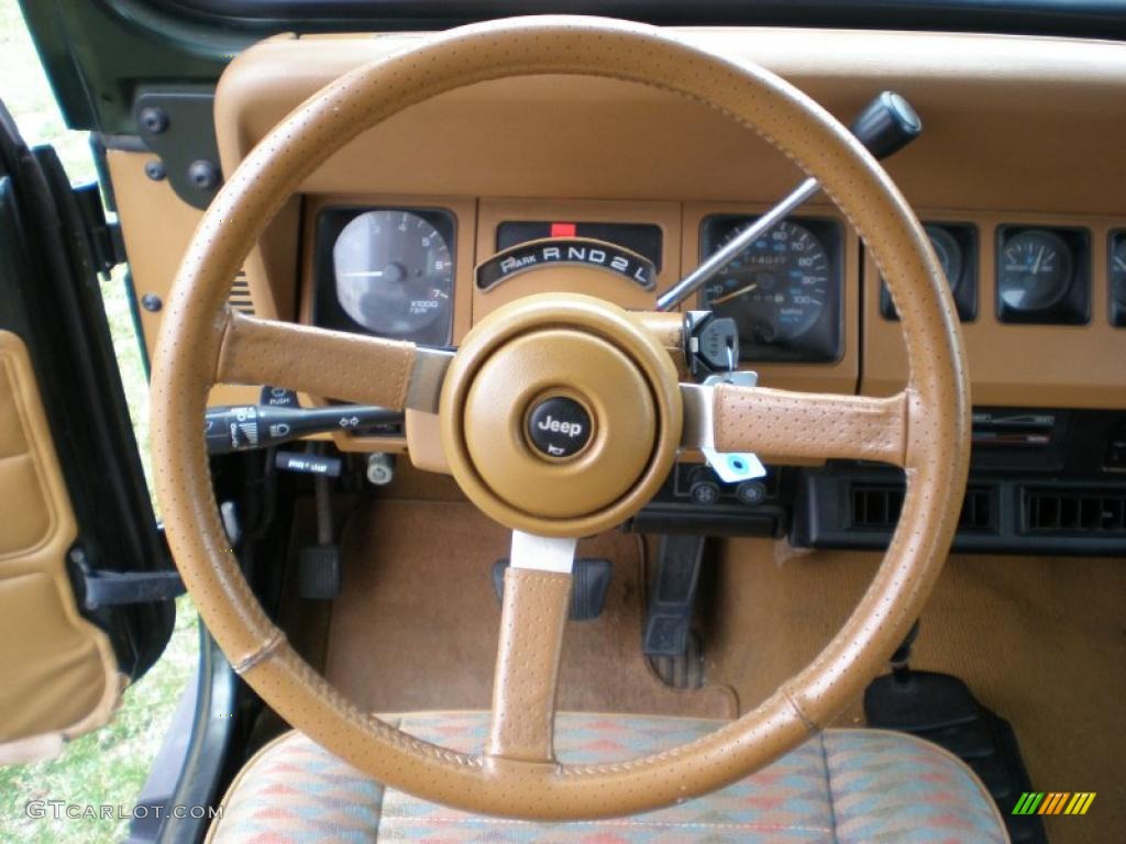 1995 Jeep Wrangler S 4x4 Spice Beige Steering Wheel Photo #47926878