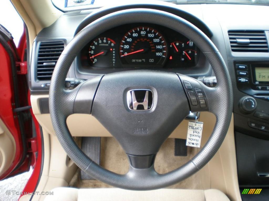 2005 Honda Accord LX Special Edition Coupe Ivory Steering Wheel Photo #47928273