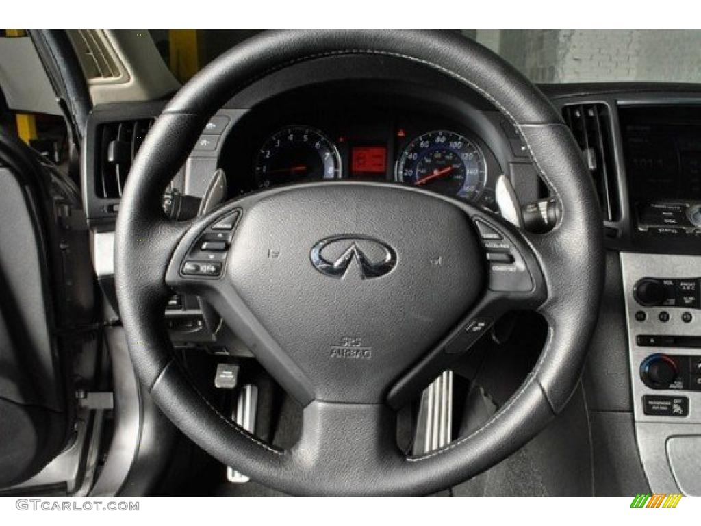 2008 Infiniti G 37 S Sport Coupe Graphite Steering Wheel Photo #47937843