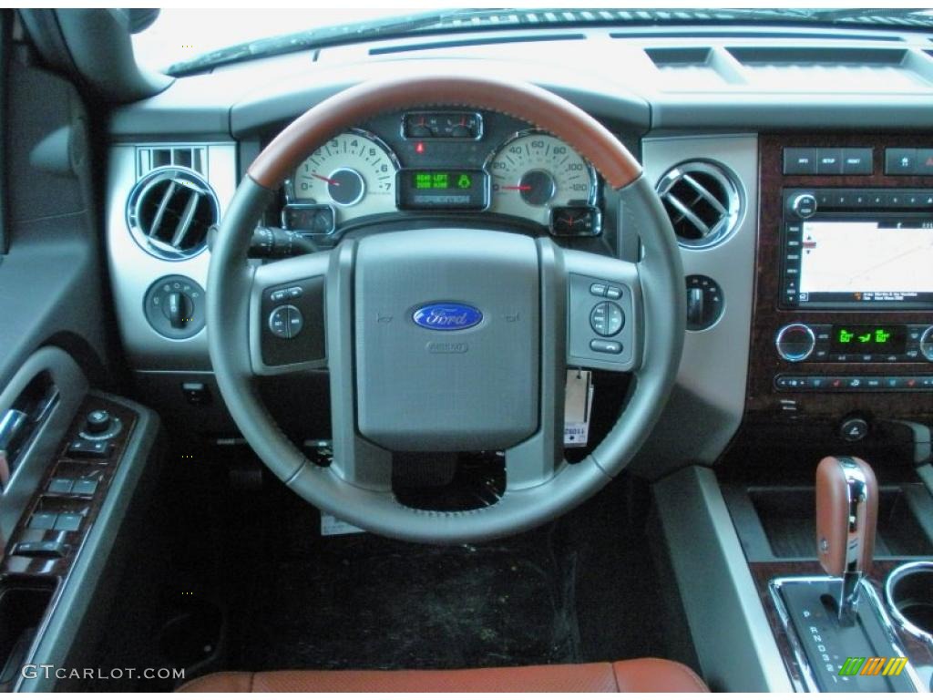 2011 Ford Expedition EL King Ranch 4x4 Chaparral Leather Steering Wheel Photo #47939556